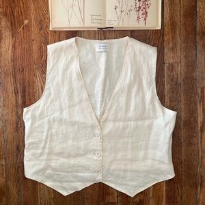 Ivory Cream Linen Vest Dissh